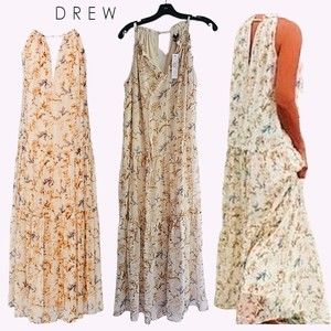 DREW by Anthropologie NEW NAOMI Vintage Floral Halter Maxi Dress